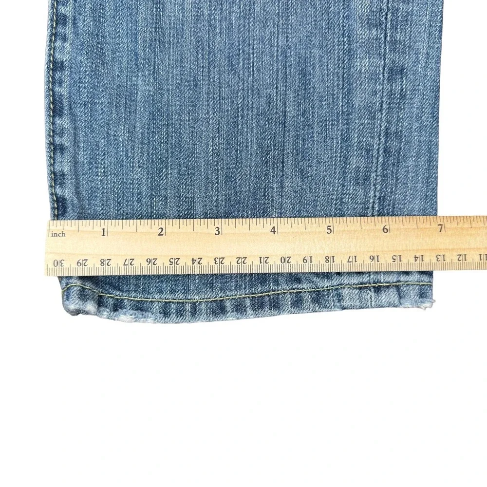 Y2K American Eagle 00 Boy Fit Cropped Low Rise Jeans Blue Distressed Denim Capri